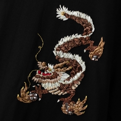 Áo Thun Thêu Ruy Băng Thủ Công - Rồng Đoàn Viên Ruy Băng Nâu