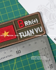 Patch thêu hình chữ nhật Nhóm máu TUAN VU theo yêu cầu