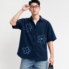 Áo Sơ Mi Tay Ngắn - Flower Pattern Olive / Xanh Navy