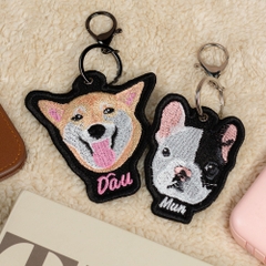 Dự án Móc khóa thêu chân dung thú cưng chó Mun & chó Dâu