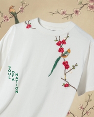 Áo Thun Thêu Ruy Băng Thủ Công - Tiên Điểu Thưởng Đào