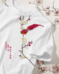 Áo Thun Thêu Ruy Băng Thủ Công - Phụng Điểu Thưởng Mai