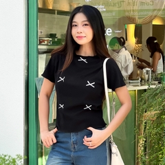 Áo Baby Tee Đính Nơ Freesize