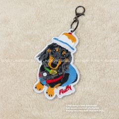Dự án móc khóa thêu chân dung thú cưng 2 mặt pet chó Fluffy