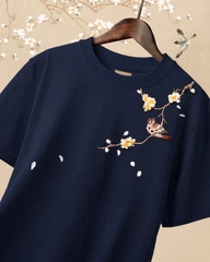 Áo Thun Thêu Ruy Băng Thủ Công - Chim Sẻ Nhành Mai 2025