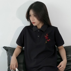 Áo Polo Thêu Ruy Băng Thủ Công - Hoa Đào