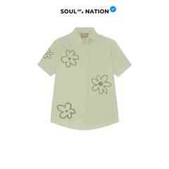 Áo Sơ Mi Tay Ngắn - Flower Pattern Olive / Xanh Navy