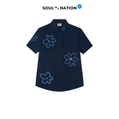 Áo Sơ Mi Tay Ngắn - Flower Pattern Olive / Xanh Navy