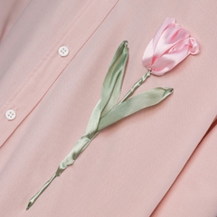Áo Sơ Mi Thêu Ruy Băng Thủ Công - Hoa Tulip Ruy Băng Hồng