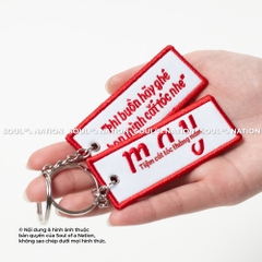 Móc Khoá thêu kết hợp in Tiệm Cắt Tóc Tháng Năm theo yêu cầu