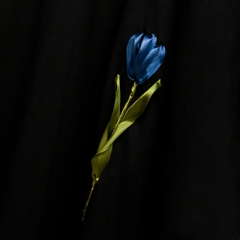 Áo Thun Thêu Ruy Băng Thủ Công - Hoa Tulip Xanh Dương