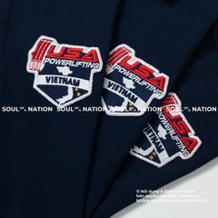 Patch thêu hình ôm viền USA Powerlifting theo yêu cầu