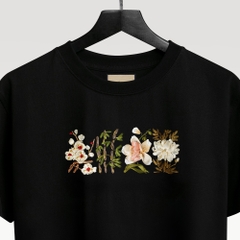 Áo Thun Thêu Ruy Băng Thủ Công - Mai Lan Cúc Trúc (Tứ Quý)