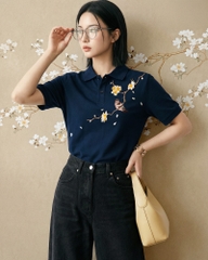 Áo Polo Thêu Ruy Băng Thủ Công - Chim Sẻ Nhành Mai 2025