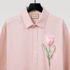 Áo Sơ Mi Thêu Ruy Băng Thủ Công - Hoa Tulip Ruy Băng Hồng