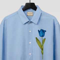 Áo Sơ Mi Thêu Ruy Băng Thủ Công - Hoa Tulip Ruy Băng Xanh