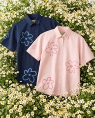 Áo Sơ Mi Tay Ngắn - Flower Pattern Olive / Xanh Navy