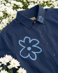 Áo Sơ Mi Tay Ngắn - Flower Pattern Olive / Xanh Navy