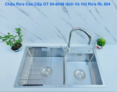 Chậu rửa bát Gento 2 hố lệch GT04-8448