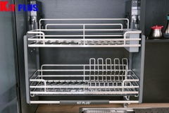 Kệ Bát Đĩa Nâng Hạ Nan OVAL Inox 304 KitPlus
