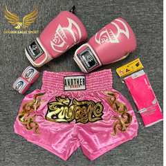 COMBO TẬP BOXING CƠ BẢN GĂNG BOXING + BĂNG ĐA + QUẦN MUAY + TẤT BẢO VỆ - Hồng