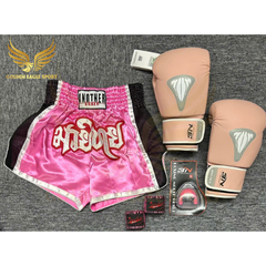 COMBO TẬP BOXING CƠ BẢN GĂNG BOXING + BĂNG ĐA + QUẦN MUAY + TẤT BẢO VỆ - Hồng
