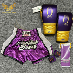COMBO TẬP BOXING CƠ BẢN GĂNG BOXING + BĂNG ĐA + QUẦN MUAY + TẤT BẢO VỆ - TÍM