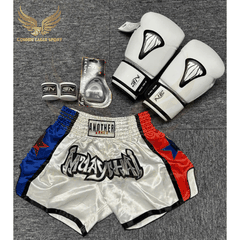 COMBO TẬP BOXING CƠ BẢN GĂNG BOXING + BĂNG ĐA + QUẦN MUAY + TẤT BẢO VỆ - TRẮNG