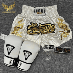 COMBO TẬP BOXING CƠ BẢN GĂNG BOXING + BĂNG ĐA + QUẦN MUAY + TẤT BẢO VỆ - TRẮNG