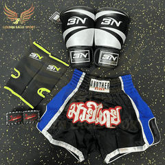 COMBO TẬP BOXING CƠ BẢN GĂNG BOXING + BĂNG ĐA + QUẦN MUAY + TẤT BẢO VỆ - ĐEN