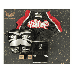COMBO TẬP BOXING CƠ BẢN GĂNG BOXING + BĂNG ĐA + QUẦN MUAY + TẤT BẢO VỆ - ĐEN