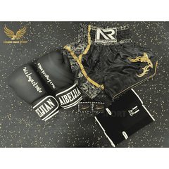 COMBO TẬP BOXING CƠ BẢN GĂNG BOXING + BĂNG ĐA + QUẦN MUAY + TẤT BẢO VỆ - ĐEN