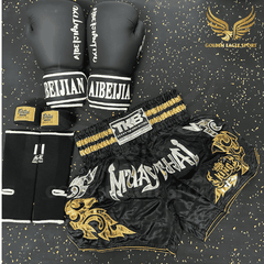 COMBO TẬP BOXING CƠ BẢN GĂNG BOXING + BĂNG ĐA + QUẦN MUAY + TẤT BẢO VỆ - ĐEN