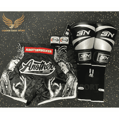 COMBO TẬP BOXING CƠ BẢN GĂNG BOXING + BĂNG ĐA + QUẦN MUAY + TẤT BẢO VỆ - ĐEN