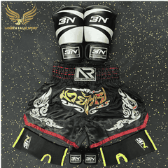 COMBO TẬP BOXING CƠ BẢN GĂNG BOXING + BĂNG ĐA + QUẦN MUAY + TẤT BẢO VỆ - ĐEN