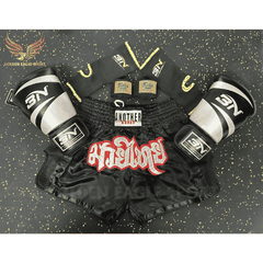 COMBO TẬP BOXING CƠ BẢN GĂNG BOXING + BĂNG ĐA + QUẦN MUAY + TẤT BẢO VỆ - ĐEN