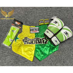 COMBO TẬP BOXING CƠ BẢN GĂNG BOXING + BĂNG ĐA + QUẦN MUAY + TẤT BẢO VỆ - Xanh Lá