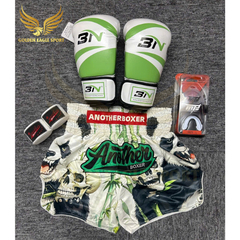 COMBO TẬP BOXING CƠ BẢN GĂNG BOXING + BĂNG ĐA + QUẦN MUAY + TẤT BẢO VỆ - Xanh Lá