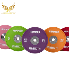 Tạ bánh cao su lõi thép nhỏ Hammer Strength cao cấp lỗ 50 nhập khẩu (set 5-25kg)