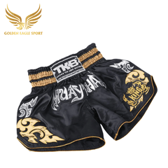 Quần Muay Thái Chính Hãng Muay Thai Short Chất Liệu Satin Cao Cấp | TKB đen cổ điển