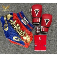 COMBO TẬP BOXING CƠ BẢN GĂNG BOXING + BĂNG ĐA + QUẦN MUAY + TẤT BẢO VỆ - ĐỎ