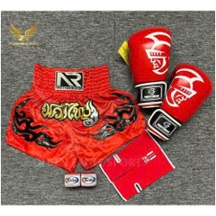 COMBO TẬP BOXING CƠ BẢN GĂNG BOXING + BĂNG ĐA + QUẦN MUAY + TẤT BẢO VỆ - ĐỎ