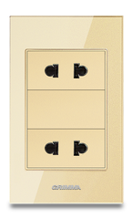 Bộ ổ cắm đôi 2 chấu Grimma, mặt kính cường lực G6 series G6GLB2SK2