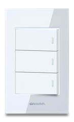 Bộ công tắc ba 1 chiều Grimma, mặt kính cường lực G6 series G6GLBK31