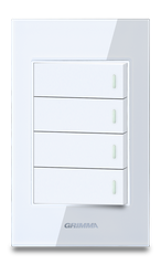 Bộ công tắc bốn 1 chiều Grimma, mặt kính cường lực G6 series G6GLBK41