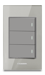Bộ công tắc ba 1 chiều Grimma, mặt kính cường lực G6 series G6GLBK31
