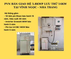 PVN BÀN GIAO HỆ 5.8KWP LƯU TRỮ 14KW TẠI VĨNH NGỌC - NHA TRANG