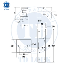 CHỐT CREMONE CỬA GỖ ICM-68155-B INOX ĐEN