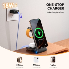 Đế sạc không dây Joyroom W15 Wireless Magnetic Charging Station 3-in-1 for phone for watch for earphone