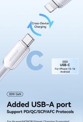 Củ sạc 30W Joyroom TCG14 nhỏ gọn di động 3 cổng sạc Lightning Type-C USB